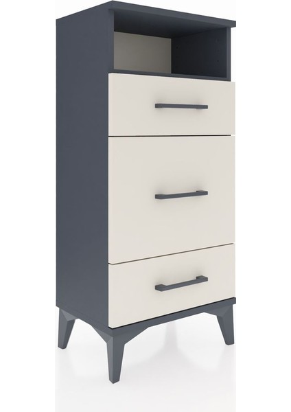 Arges Komodin Tek Raflı 3 Çekmeceli 44X30X96 Antrasit-Aytaşı fiyatları