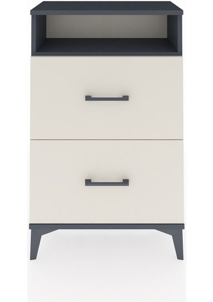Arges Komodin Tek Raflı 2 Çekmeceli 60X30X96 Antrasit-Aytaşı