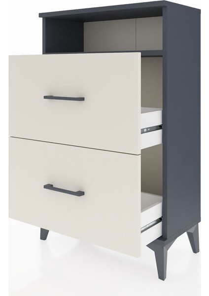 Arges Komodin Tek Raflı 2 Çekmeceli 60X30X96 Antrasit-Aytaşı fırsatları