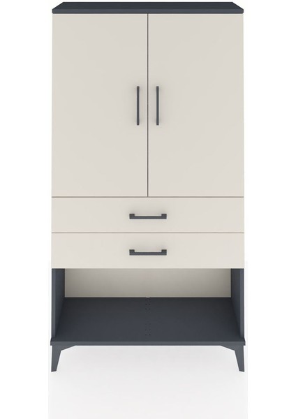 Arges Dolap 3 Raflı 2 Çekmeceli 2 Kapaklı 88X30X163 Antrasit-Aytaşı