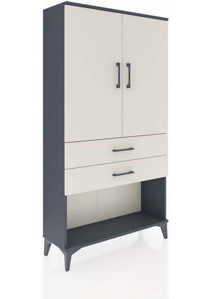 Arges Dolap 3 Raflı 2 Çekmeceli 2 Kapaklı 88X30X163 Antrasit-Aytaşı fiyatları