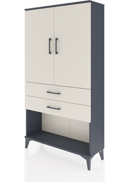 Arges Dolap 3 Raflı 2 Çekmeceli 2 Kapaklı 88X30X163 Antrasit-Aytaşı modelleri