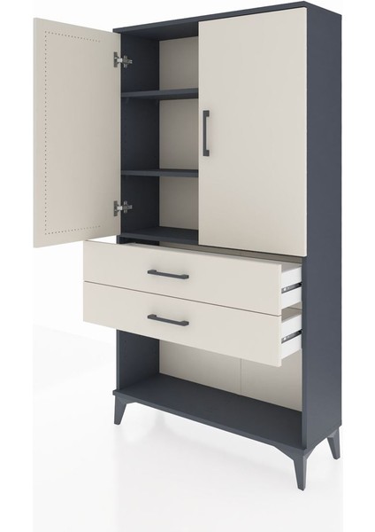 Arges Dolap 3 Raflı 2 Çekmeceli 2 Kapaklı 88X30X163 Antrasit-Aytaşı fırsatları