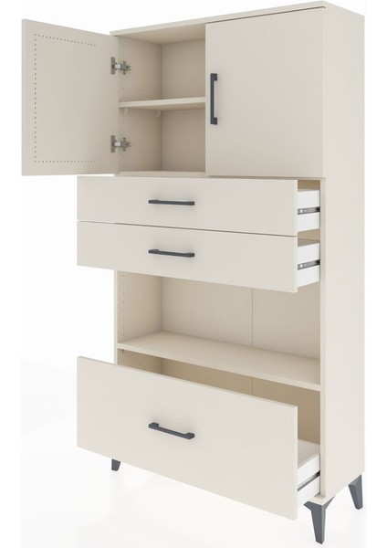 Arges Dolap 3 Raflı 3 Çekmeceli 2 Kapaklı 88X30X163 Aytaşı-Aytaşı fırsatları