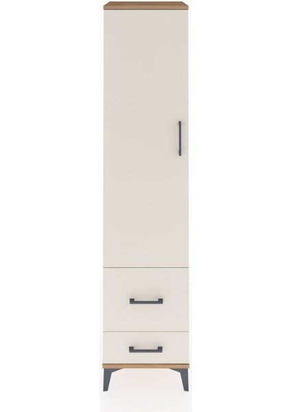 Hyperion Dolap 4 Raflı 2 Çekmeceli Tek Kapaklı 44X44X195 Çam-Aytaşı