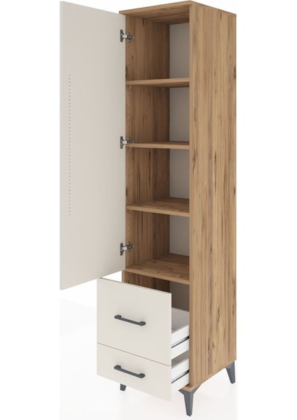 Hyperion Dolap 4 Raflı 2 Çekmeceli Tek Kapaklı 44X44X195 Çam-Aytaşı fırsatları