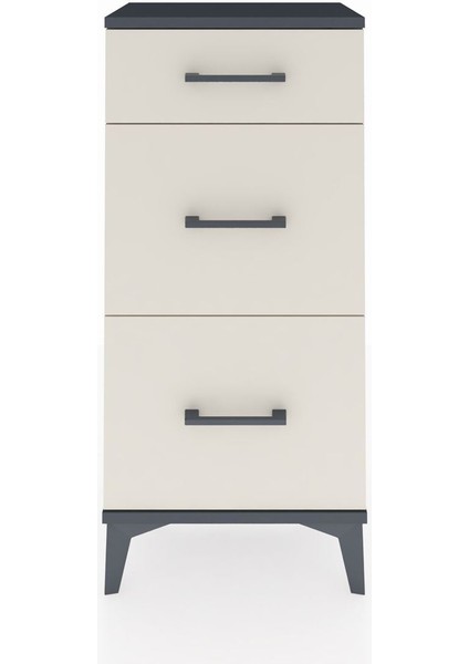 Arges Komodin 3 Çekmeceli 44X30X96 Antrasit-Aytaşı