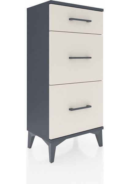 Arges Komodin 3 Çekmeceli 44X30X96 Antrasit-Aytaşı fiyatları