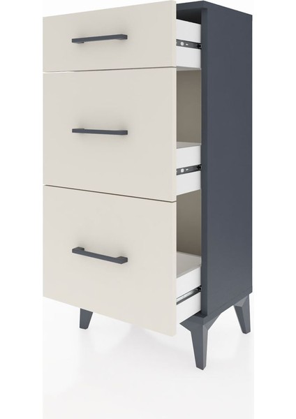 Arges Komodin 3 Çekmeceli 44X30X96 Antrasit-Aytaşı fırsatları