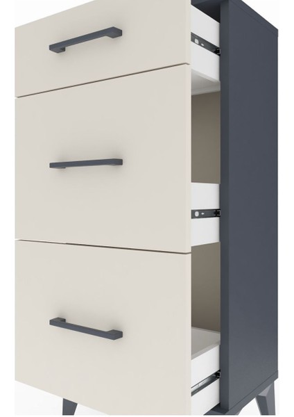 Arges Komodin 3 Çekmeceli 44X30X96 Antrasit-Aytaşı indirimleri