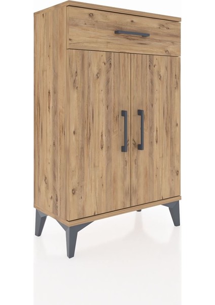 Arges Komodin 2 Raflı Tek Çekmeceli 2 Kapaklı 60X30X96 Çam-Çam fiyatları