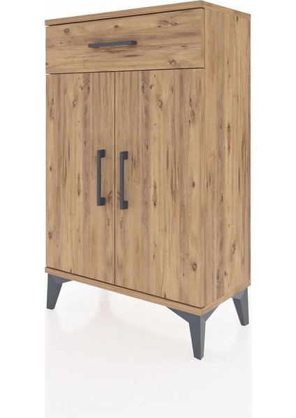 Arges Komodin 2 Raflı Tek Çekmeceli 2 Kapaklı 60X30X96 Çam-Çam modelleri