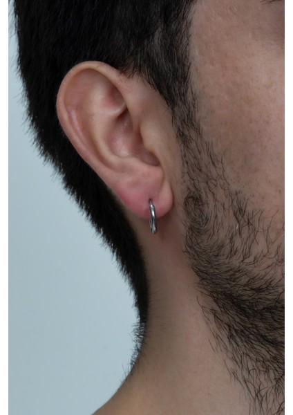 Ince Halka Unisex Erkek Çelik Küpe Çifti mse5