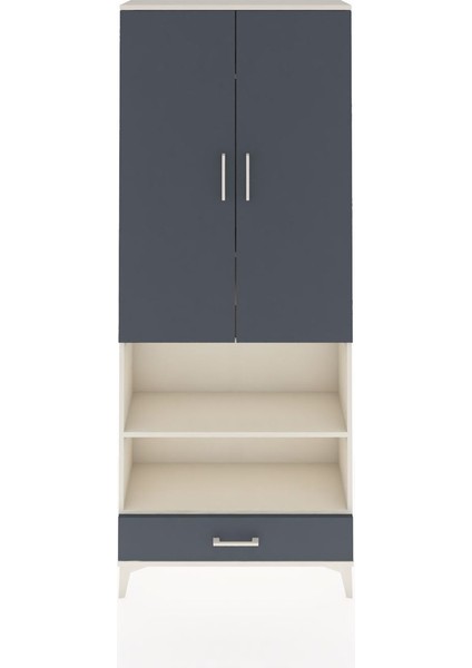 Arges Dolap 5 Raflı Tek Çekmeceli 2 Kapaklı 88X30X221 Aytaşı-Antrasit
