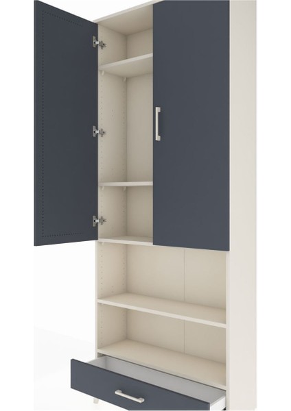 Arges Dolap 5 Raflı Tek Çekmeceli 2 Kapaklı 88X30X221 Aytaşı-Antrasit indirimleri