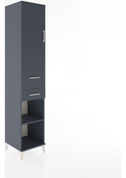 Hyperion Dolap 4 Raflı 2 Çekmeceli Tek Kapaklı 44X44X221 Antrasit-Antrasit fiyatları