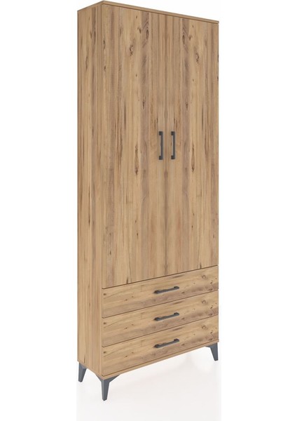 Arges Dolap 4 Raflı 3 Çekmeceli 2 Kapaklı 88X30X221 Çam-Çam fiyatları