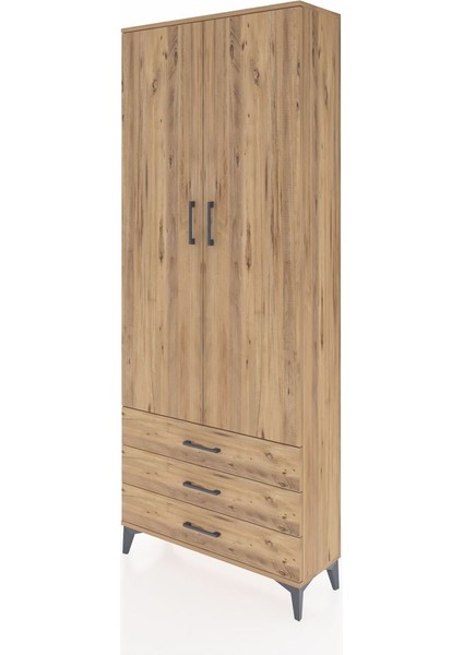 Arges Dolap 4 Raflı 3 Çekmeceli 2 Kapaklı 88X30X221 Çam-Çam modelleri