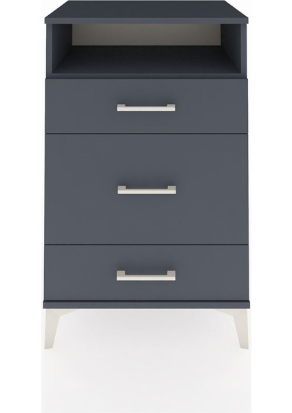 Hyperion Komodin Tek Raflı 3 Çekmeceli 60X44X96 Antrasit-Antrasit