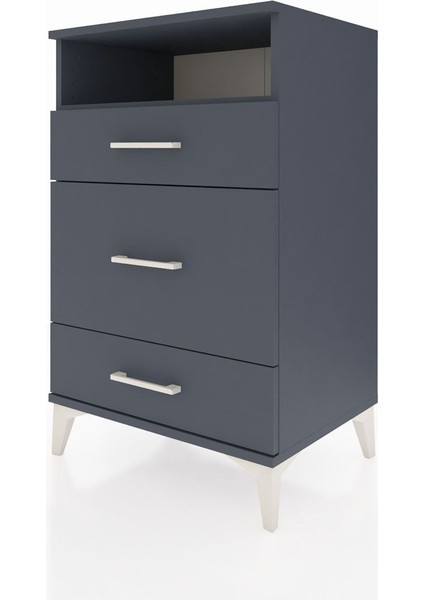 Hyperion Komodin Tek Raflı 3 Çekmeceli 60X44X96 Antrasit-Antrasit modelleri