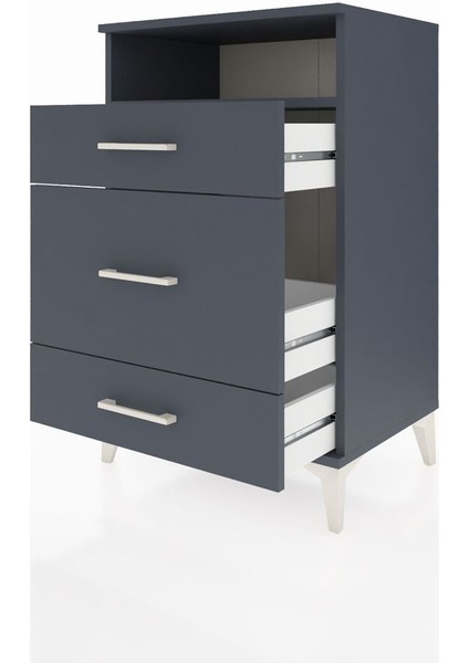 Hyperion Komodin Tek Raflı 3 Çekmeceli 60X44X96 Antrasit-Antrasit fırsatları