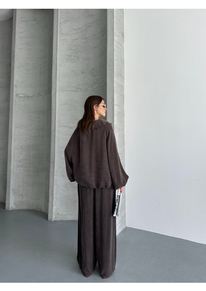Açık Yaka Büzgülü Oversize Takım modelleri