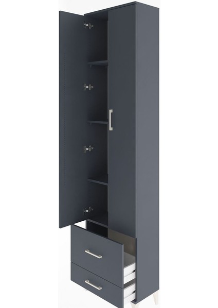 Arges Dolap 4 Raflı 2 Çekmeceli 2 Kapaklı 60X30X243 Antrasit-Antrasit fırsatları