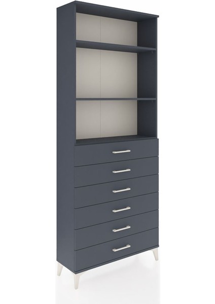 Arges Dolap 3 Raflı 6 Çekmeceli 88X30X221 Antrasit-Antrasit fiyatları