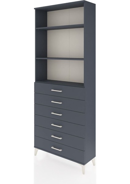 Arges Dolap 3 Raflı 6 Çekmeceli 88X30X221 Antrasit-Antrasit modelleri