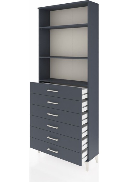 Arges Dolap 3 Raflı 6 Çekmeceli 88X30X221 Antrasit-Antrasit fırsatları