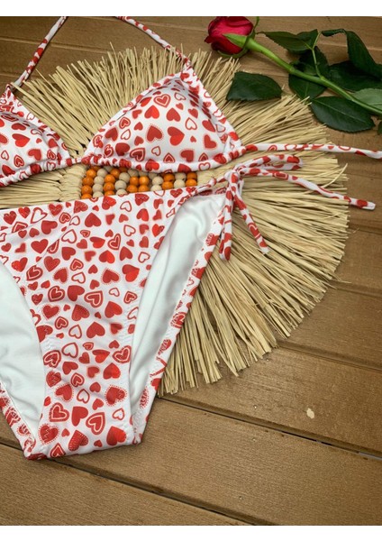 Kadın Likralı Yandan Boyundan Bağlamalı Şık Ipli Üçgen Bikini Takım modelleri