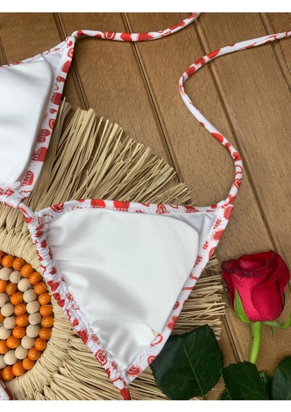 Kadın Likralı Yandan Boyundan Bağlamalı Şık Ipli Üçgen Bikini Takım fırsatları