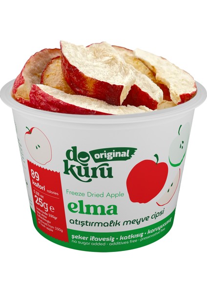 Original Elma Atıştırmalık Meyve Cipsi - Dondurularak Kurutulmuş Elma - Freeze Dried Elma