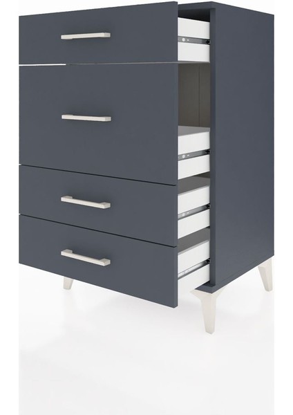 Hyperion Komodin 4 Çekmeceli 60X44X96 Antrasit-Antrasit fırsatları