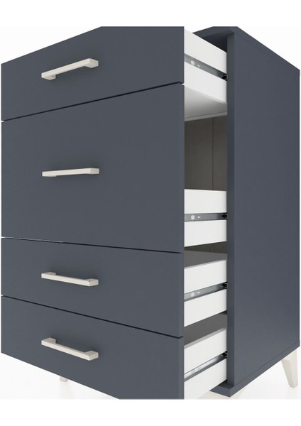 Hyperion Komodin 4 Çekmeceli 60X44X96 Antrasit-Antrasit indirimleri