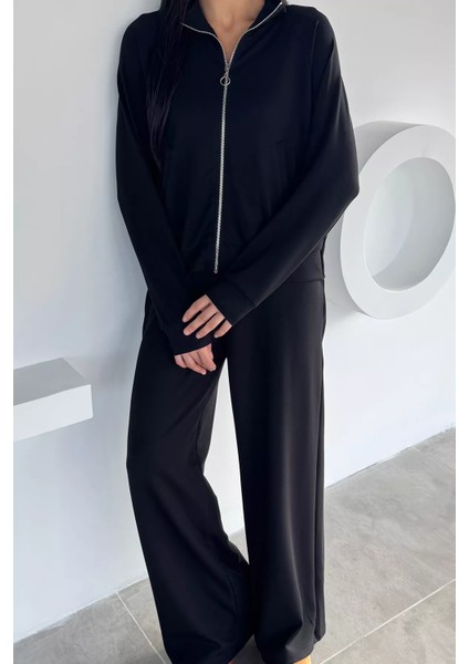 Kadın Ön Fermuarlı Sweat Bel Lastikli Palazzo Pantolon Ikili Takım P-00018850 fiyatları