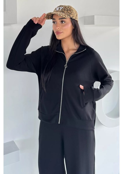 Kadın Ön Fermuarlı Sweat Bel Lastikli Palazzo Pantolon Ikili Takım P-00018850 modelleri