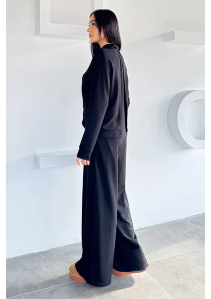 Kadın Ön Fermuarlı Sweat Bel Lastikli Palazzo Pantolon Ikili Takım P-00018850 fırsatları