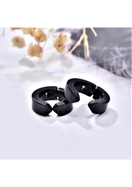 Sıkıştırmalı Erkek Çelik Küpe Ince 3 mm Deliksiz Kulaklara mse1