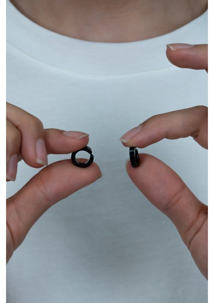 Sıkıştırmalı Erkek Çelik Küpe Ince 3 mm Deliksiz Kulaklara mse1