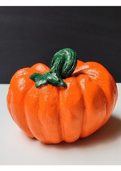 Dekoratif Balkabağı Orta Boy, Turuncu El Yapımı, Ev Dekoru, Masa Dekoru, Obje, Biblo, Hediyelik, Öğretmenler Günü, Anneler Günü