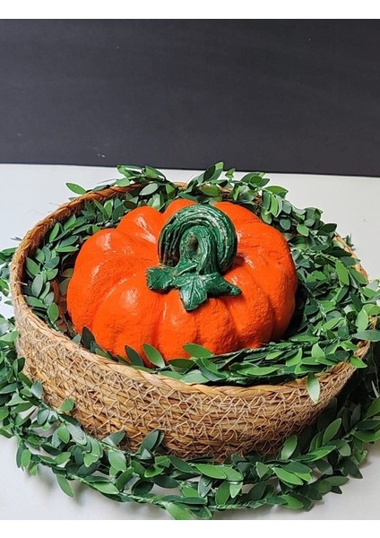 Dekoratif Balkabağı Orta Boy, Turuncu El Yapımı, Ev Dekoru, Masa Dekoru, Obje, Biblo, Hediyelik, Öğretmenler Günü, Anneler Günü