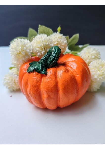 Dekoratif Balkabağı Orta Boy, Turuncu El Yapımı, Ev Dekoru, Masa Dekoru, Obje, Biblo, Hediyelik, Öğretmenler Günü, Anneler Günü