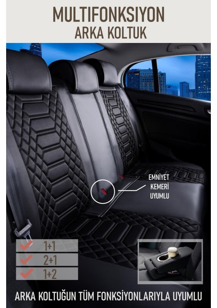 Seat Arona Deri Oto Koltuk Kılıfı Ön Arka Takım Siyah Royal Serisi Scr fiyatları