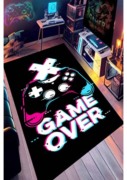 Dijital Baskı Yıkanabilir Game Over Desen Oyuncu Gamer Halı modelleri