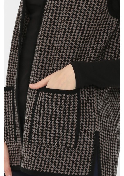 Kadın Siyah-Vizon Kazayağı Triko Anne Yelek modelleri