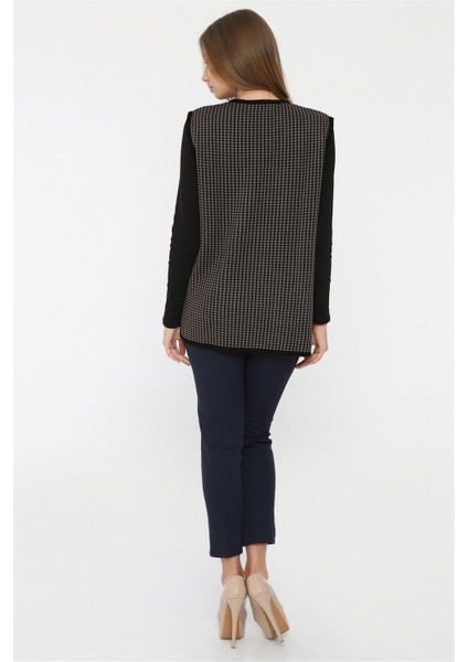 Kadın Siyah-Vizon Kazayağı Triko Anne Yelek fırsatları