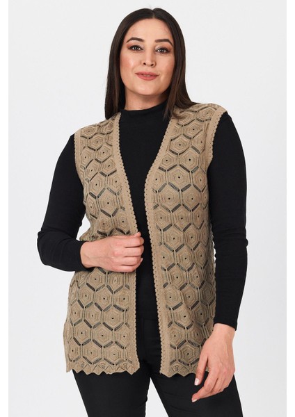 Kadın Kum İşlemeli Merserize Mevsimlik Triko Anne Yelek indirimleri