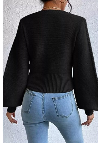 Kare Yaka Örgü Desenli Kadın Triko Kazak P-00018861 indirimleri