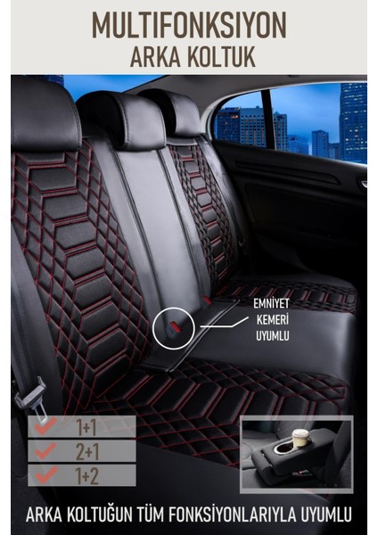 Seat Cordoba Deri Oto Koltuk Kılıfı Ön Arka Takım Siyah Kırmızı Royal Serisi Scr fiyatları